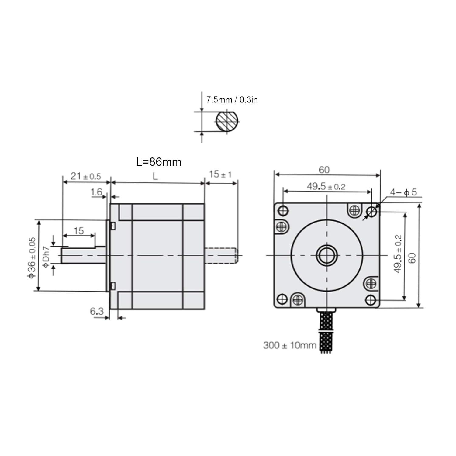 YWBL-WH 2-Phase Stepper Motor Nema 24 Motor High 1.8 Degree 4A 86MM 4-3.2Nm Forward and Reverse for CNC Mill Lathe Router, Stepper Motor
