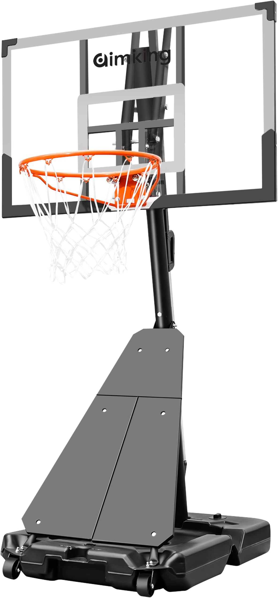 Aimking Basketball Hoop Outdoor System with 44 Inch Shatterproof Backboard, 4.8FT-10FT Height Adjustable Basketball Goal System for Youth/Teens/Adults Indoor Outdoor Pool