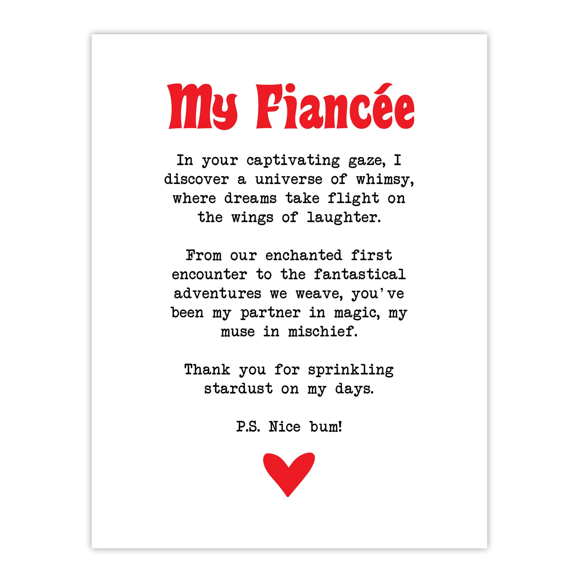 Artery8 Love Poem Whimsy Magic Fiancée Romantic Poetry Wall Art Print - White - W24 inch x H32 inch