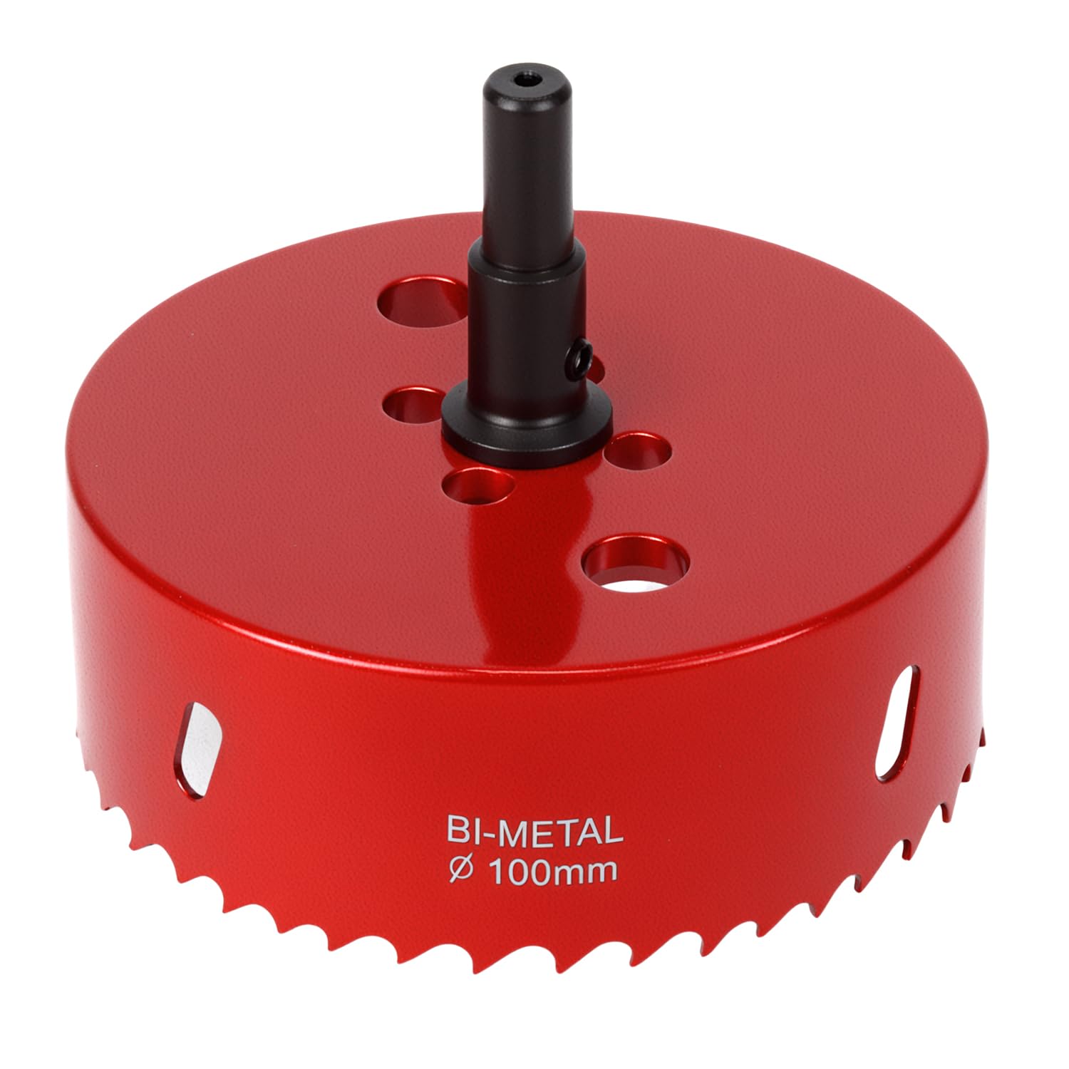 QWORK® Sega a tazza 100mm, M42 Sega a tazza bimetallica, con adattatore esagonale e punta di centraggio, per alluminio, ferro e legno, rosso