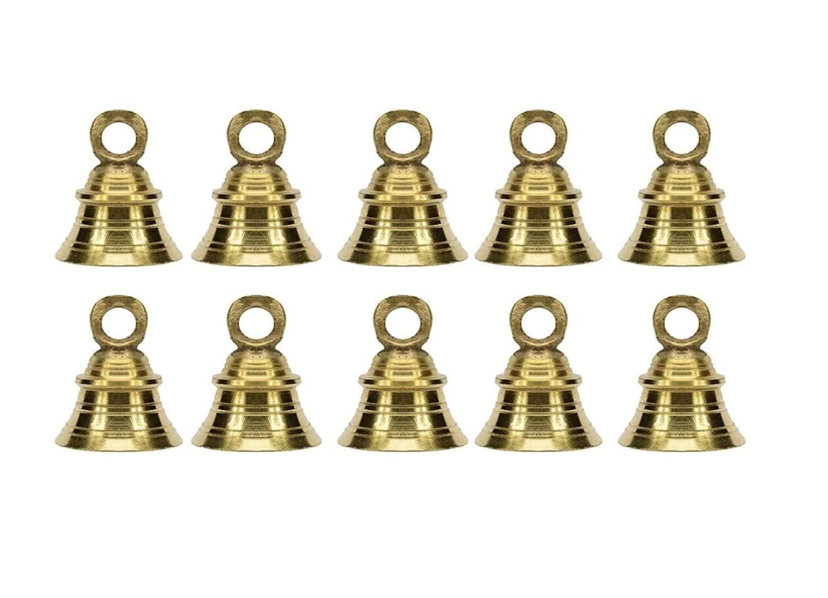 Metal Decorative Pooja Room Hanging with J HOOK'S | PITAL Hanging GHANTI | Jingle for Christmas | GHANTI for Temple (Gold,2",Pack of 8)