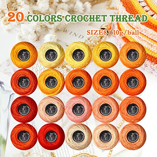 Image of Soft 20 Colors Classic Crochet Thread 20 Pack,100% Cotton (Than-972-722)