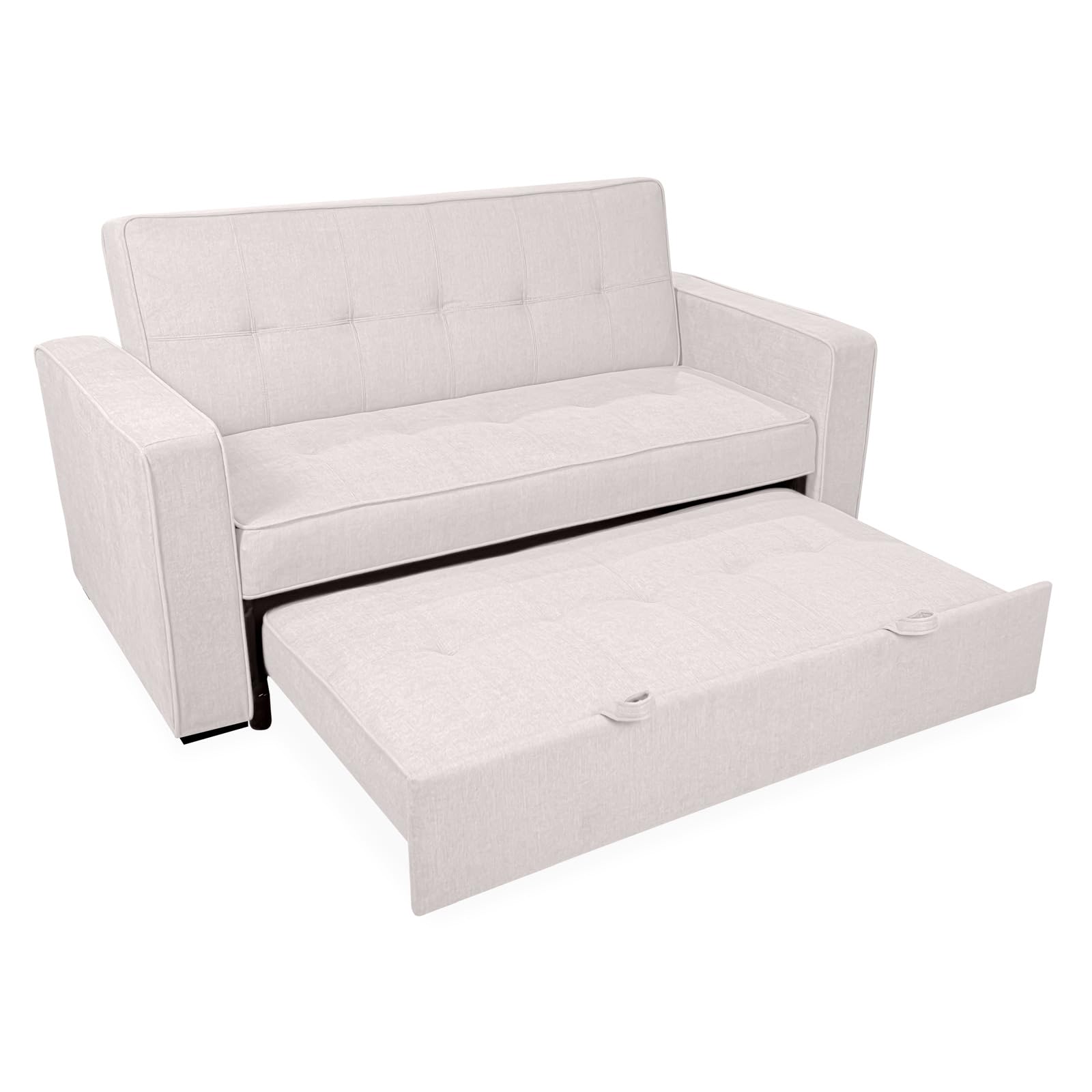 Homey - Sofá Cama de 2 Plazas Modelo Aron, Diseño Moderno, Práctico y Funcional, con Reposabrazos, Beige, 167cm x 90cm x 96,5cm