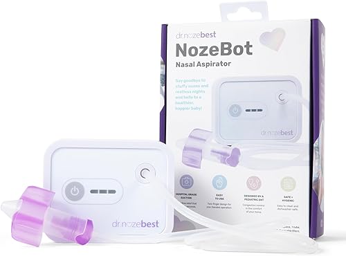 Vista 9 de Dr. Noze Best NozeBot Aspirador Nasal Eléctrico para Bebés - Diseñado por un Otorrinolaringólogo Pediátrico para Alivio Seguro y Suave