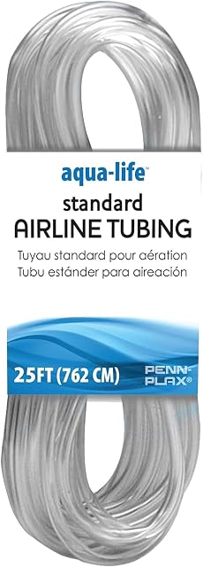 Penn-Plax Aqua-Life Standard Airline Tubing - 3/16 Inch Flexible Airline Hose for Aquarium Pumps, Fish Tank Line for Air Stones & Filters - Safe for Freshwater & Saltwater - 25 ft Long, Clear