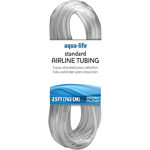 Penn-Plax Aqua-Life Standard Airline Tubing - 3/16 Inch Flexible Airline Hose for Aquarium Pumps, Fish Tank Line for Air Stones & Filters - Safe for Freshwater & Saltwater - 25 ft Long, Clear