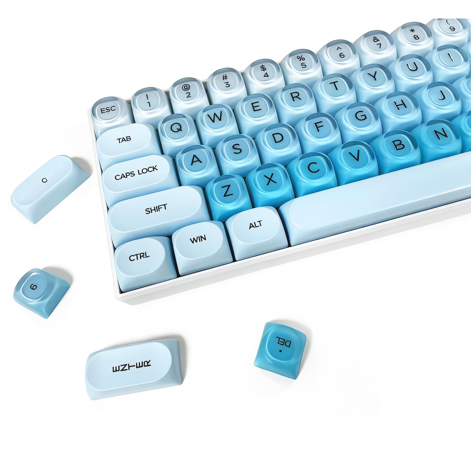 Fogruaden PBT Blue Keycaps Set, HOA Profile Cute Custom Keycaps, Compatible with Cherry MX Switch 60% 65% 75% Mechanical Keyboards