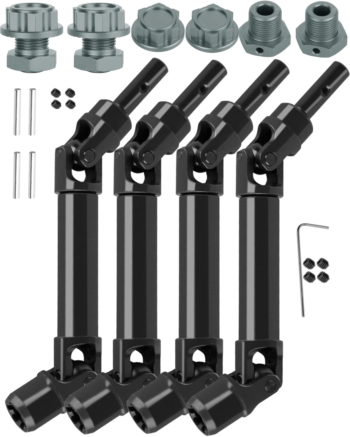 RCHuiWow RC Driveshafts Axles Upgrades Part for 1/8 Typhon 3S BLX,Typhon Mega 550,Front Rear Steel 45# Drive Shafts CVD w/ 17mm Wheel Hex Hub,Black &Titanium