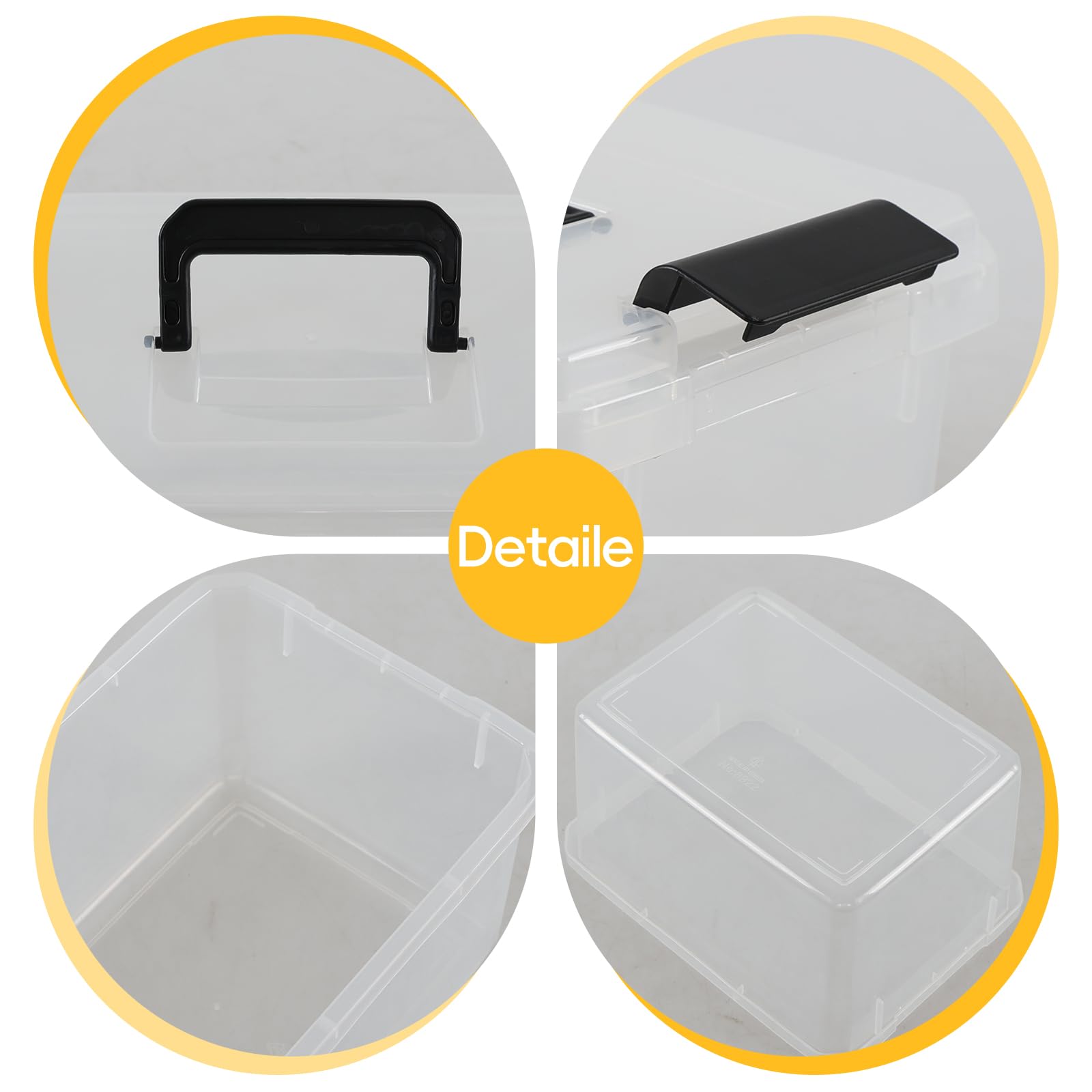 Confezione da 4 scatole portaoggetti da 5 litri con coperchio, piccole scatole portaoggetti in plastica trasparente