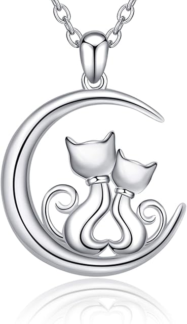 YAFEINI Sterling Silver Mother and Daughter Cat Necklace Cat Earrings Jewellery Birthday Christmas Mothers Day Gifts for Women Girls Mum Daughte