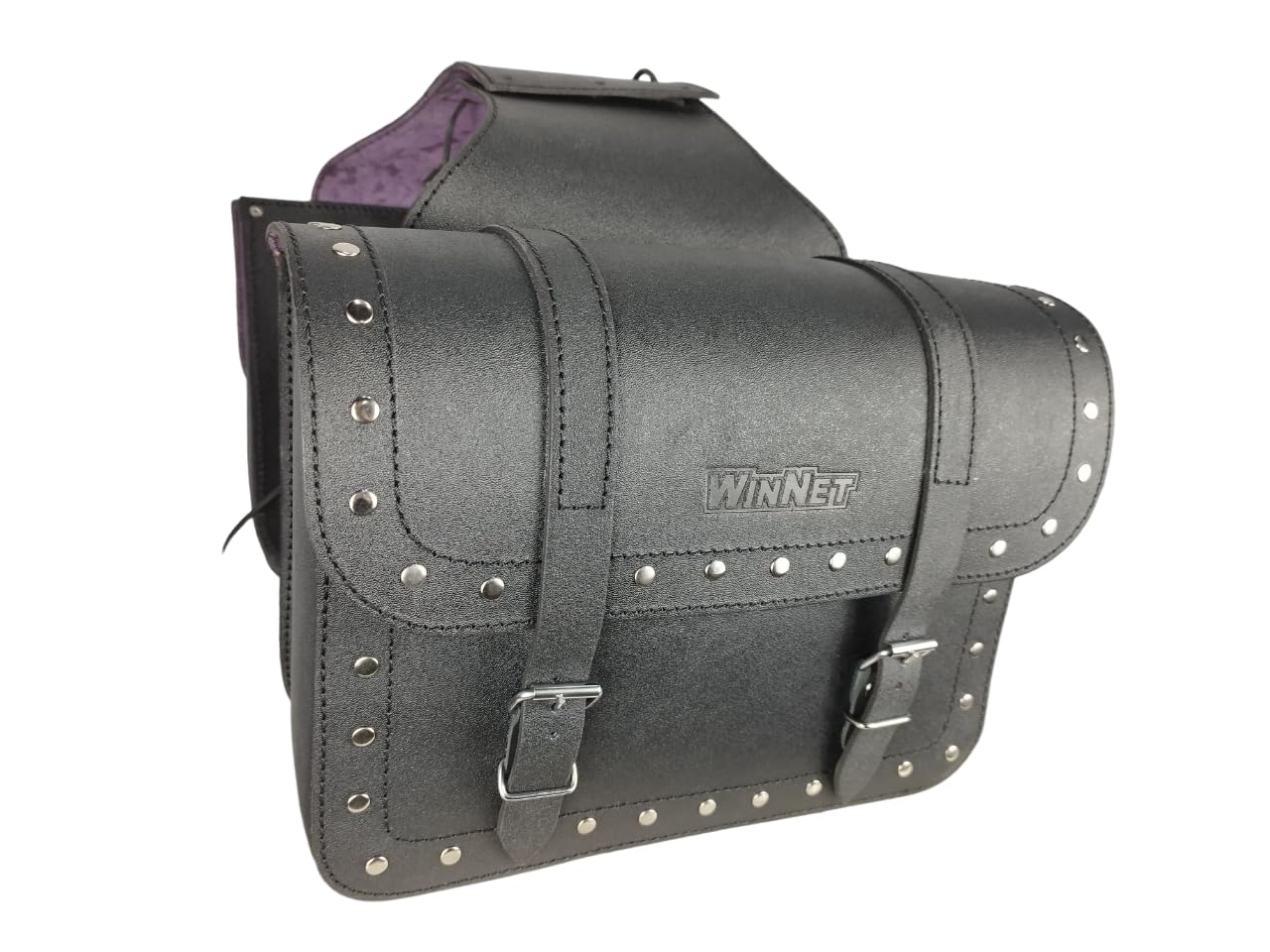 WinNet Coppia di 2 Borse Laterali da Moto Rigide in Pelle a Bisaccia Custom compatibili con Royal Enfield Super Meteor 650