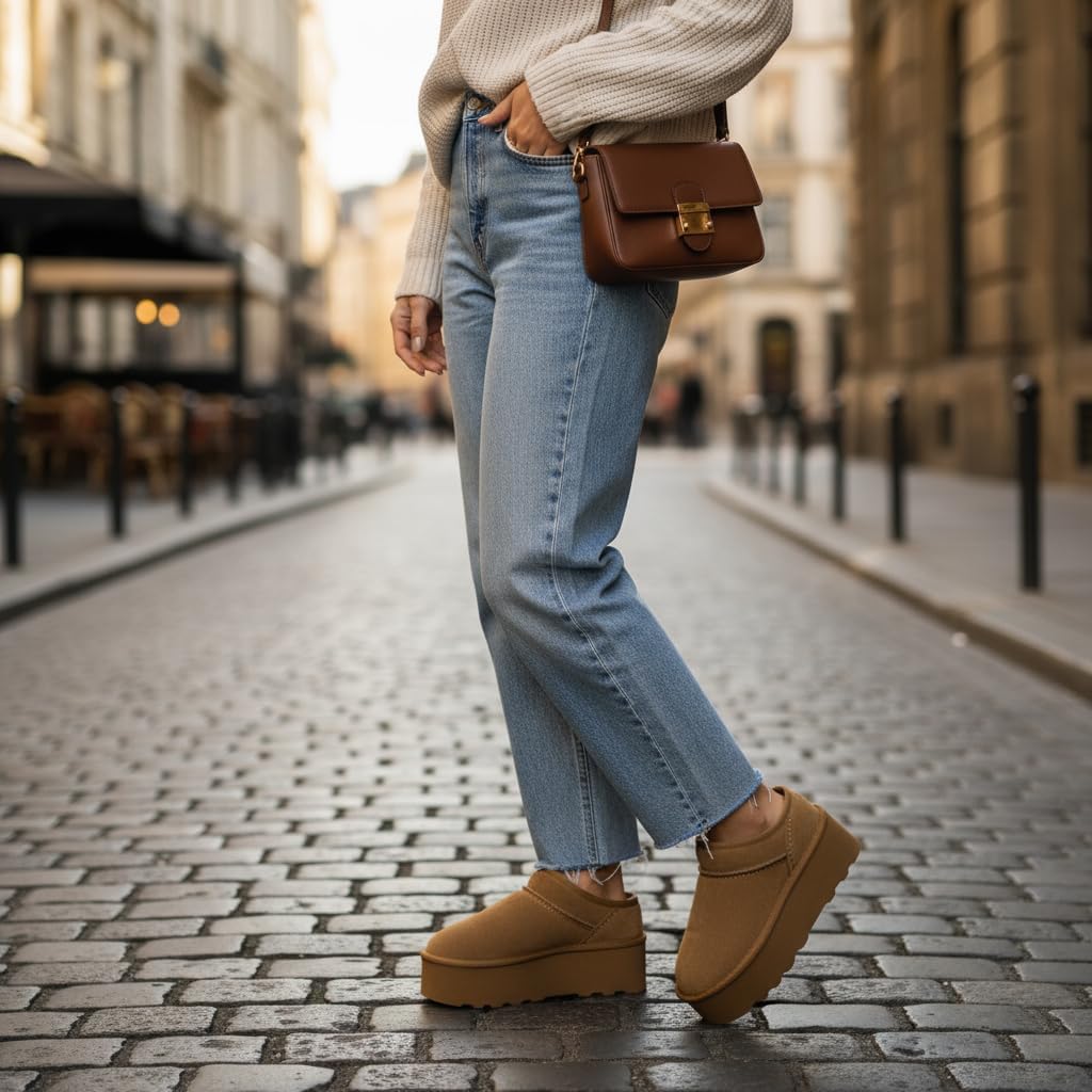 CUSHIONAIRE Huggy-2 Platform Slippers for Women, Cozy Genuine Suede Slip-On Ankle Boots for Indoor Outdoor Wear, Womens Slippers - Image 8