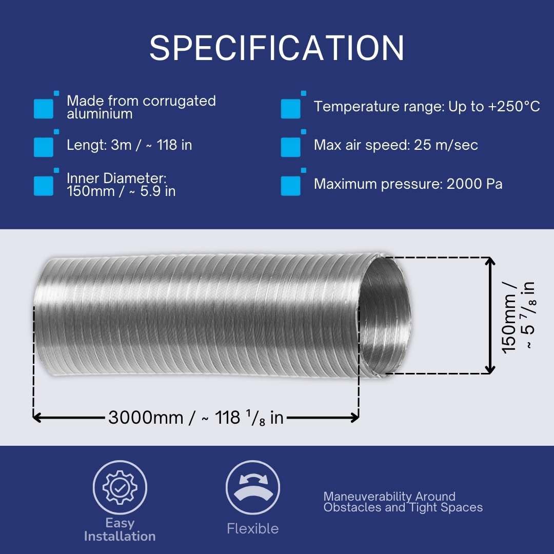 Alu/PVC Flexschlauch 355 Mm X 10 M – Aluflexrohr Für Lüftung (5,99 €/m)