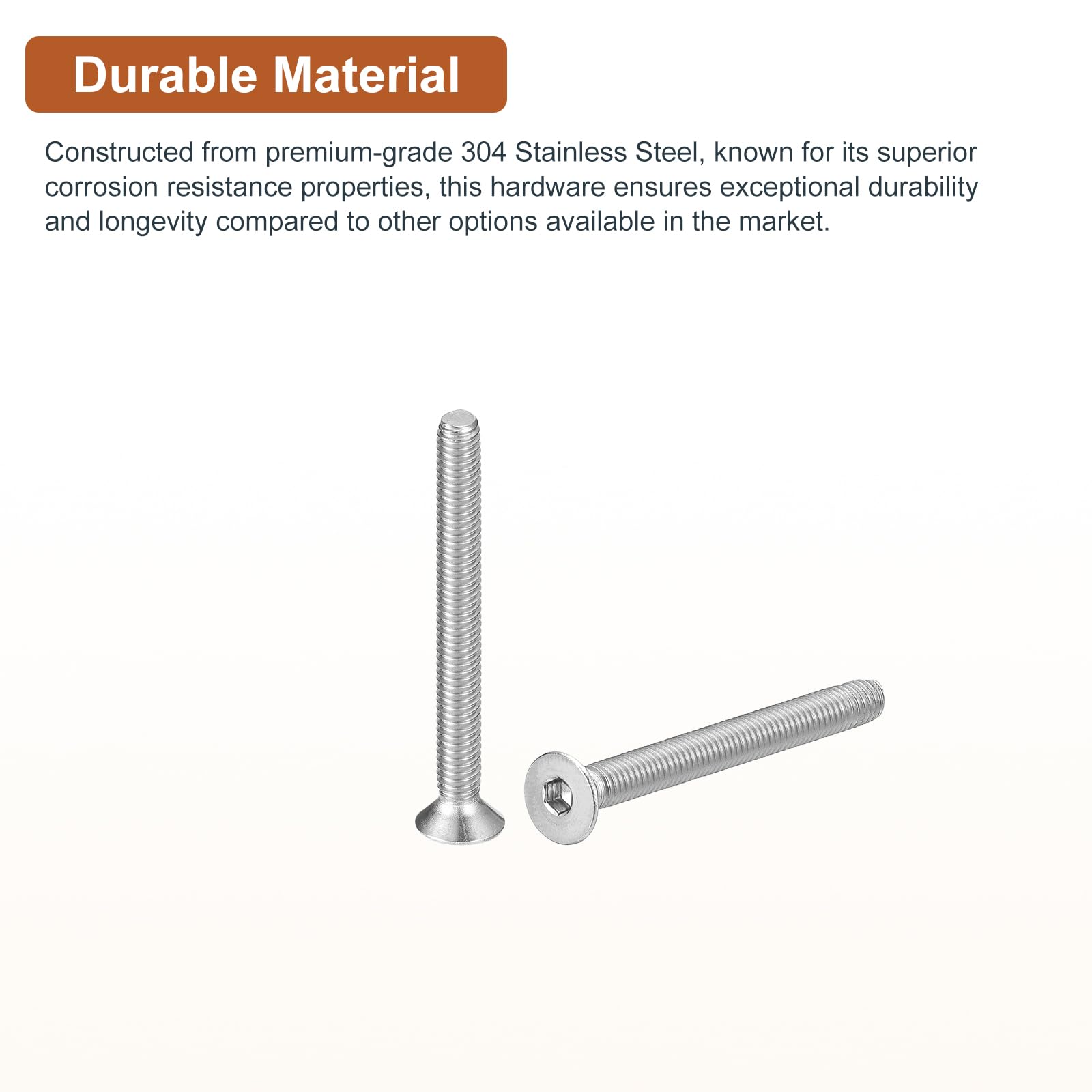 DTGN M4-0.7 x 40mm Flat Head Socket Cap Screws, 20 Pack 304 Stainless Steel Hex Socket Flat Head Screws, Full Thread, Countersunk Bolts - Image 3