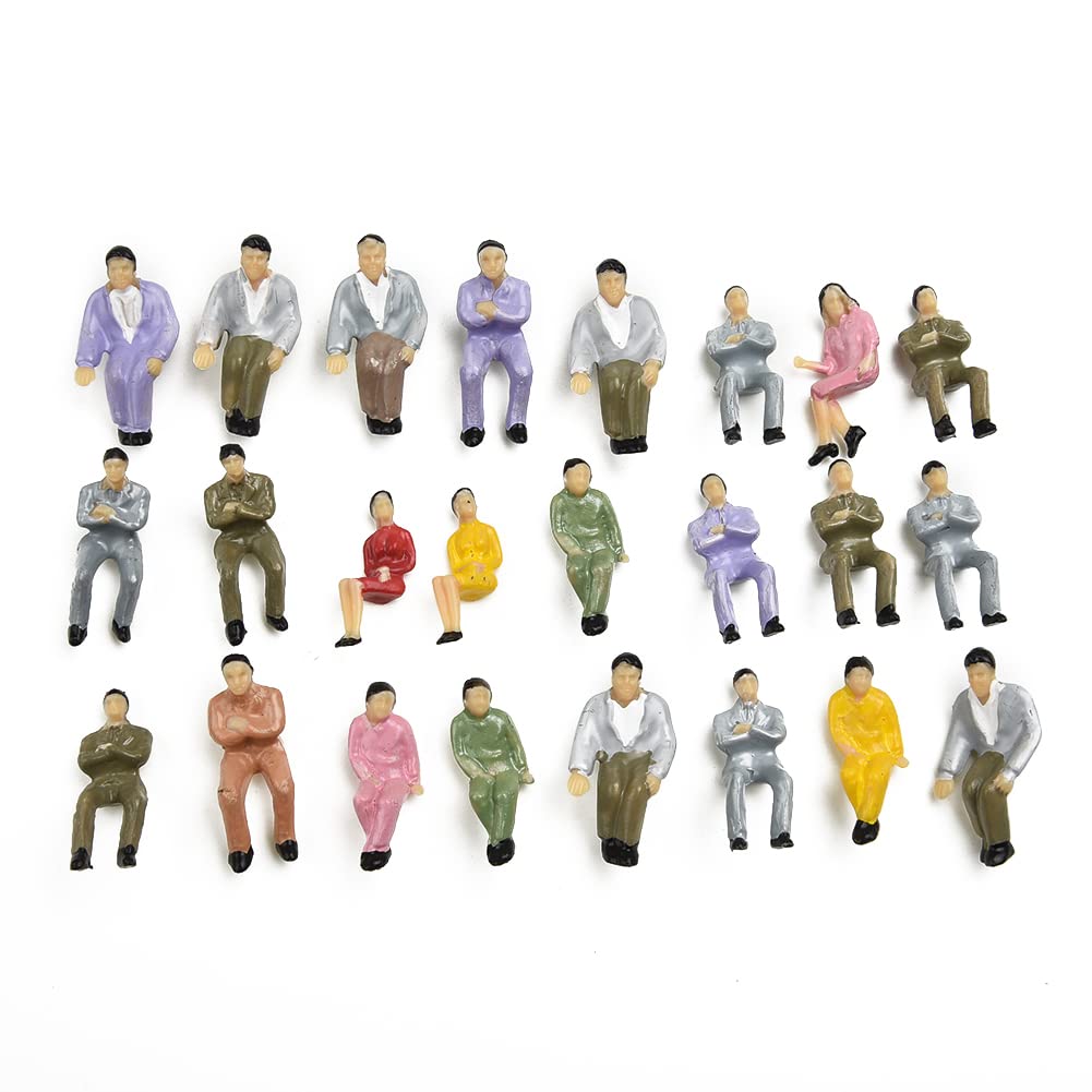 50PCS 1:50 Painted Figures for Model Trains Scale All Sitting Passengers, Seated Model People For Sand Table Model Making