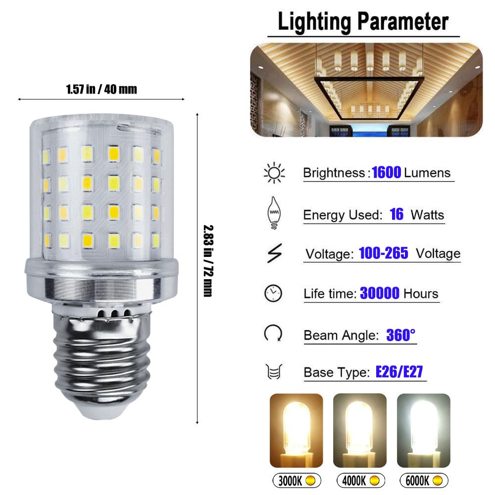 E27 LED Lampe 16W 1600 Lumen Super Hell,10er Pack - Energiesparend LED Glühbirne, 360° Abstrahlwinkel, Für Innenbereich,Lichtfarbe Wählbar (3000K,4000K,6000K), AC 100-265V
