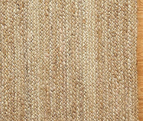 Image of Jute Braided Natural Hand Woven & Reversible Rug for Living Room Kitchen Entryway, Farmhouse Rustic Burlap Carpet Floor Mat (Jute, 2X6-feet)