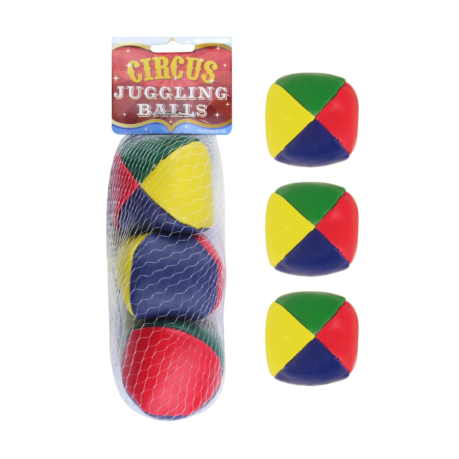 Set of 3 Juggling Balls - Circus Clown Colors - Learn to Juggle Toy for Kids & Adults