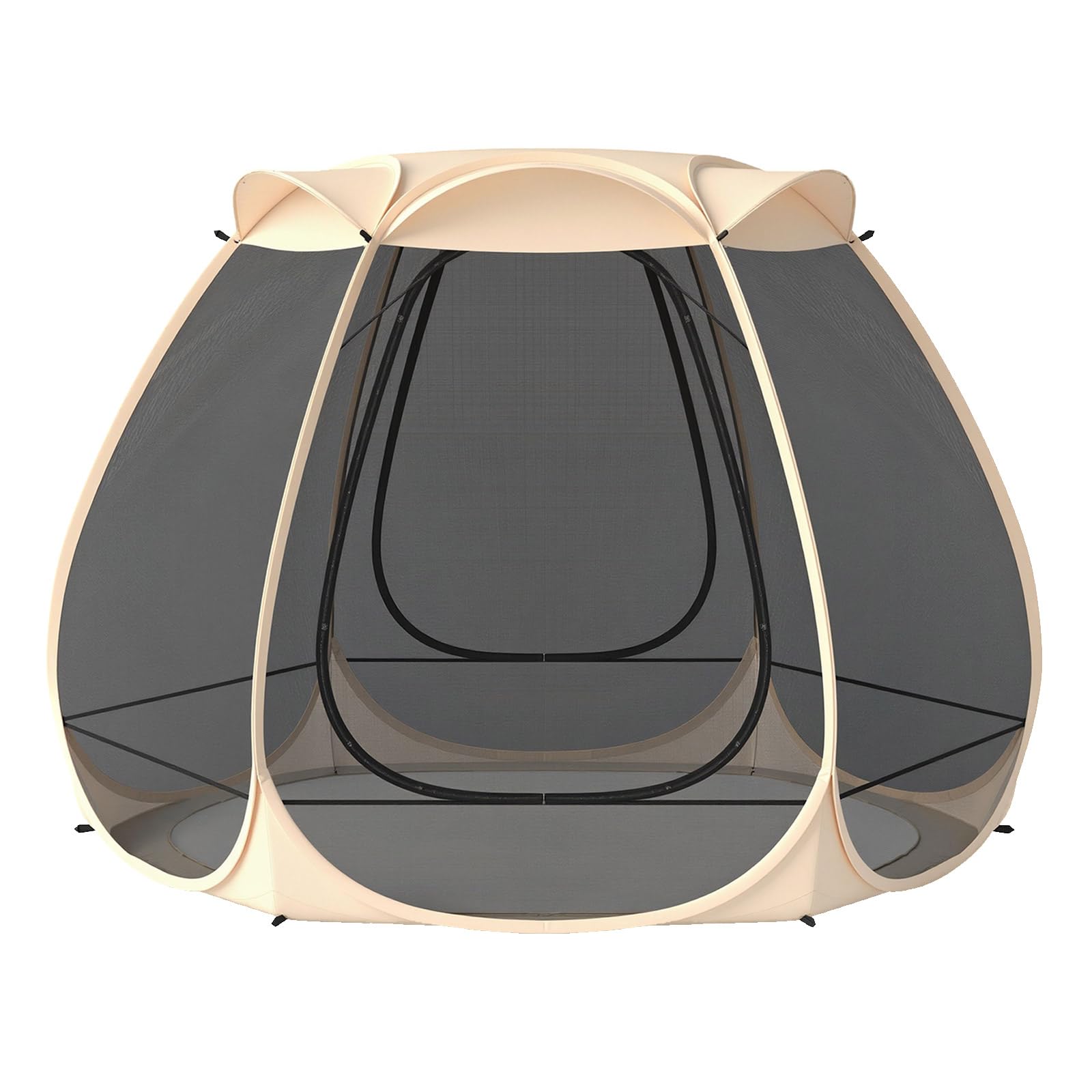 GOPLUS Tente Bulle Pop-Up 312x269x210 CM pour 4-6 Personnes, Dôme Extérieur Transparent en Fibre de Verre avec Porte Enroulable et Piquets, Cordes Anti-Vent, pour Camping/Pique-niques/Sport