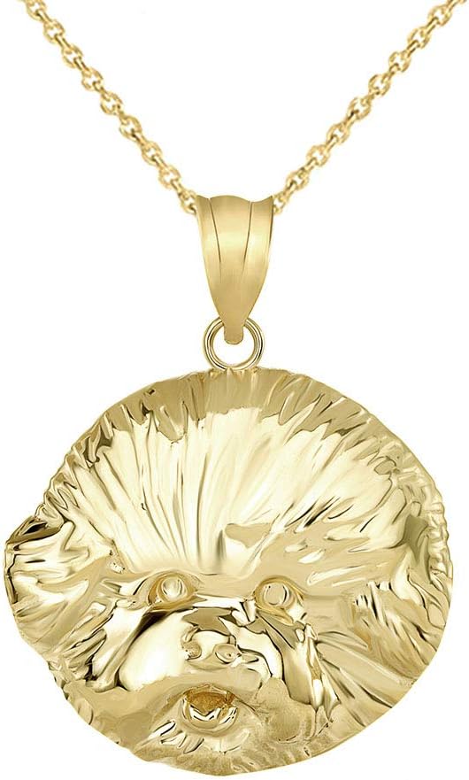 Dog Breed Jewelry 10k Gold Bichon Frise Dog Face Pet Pendant Necklace