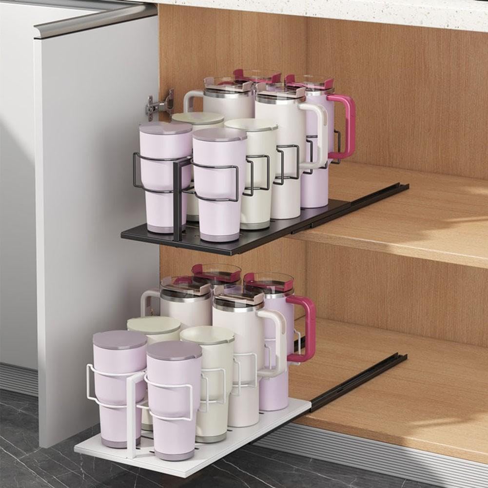 Soporte para botellas de agua para refrigerador y gabinete, organizador de tazas extraíble para 30 botellas de 1.134 g, estante de almacenamiento de cocina de acero al carbono a prueba de óxido con