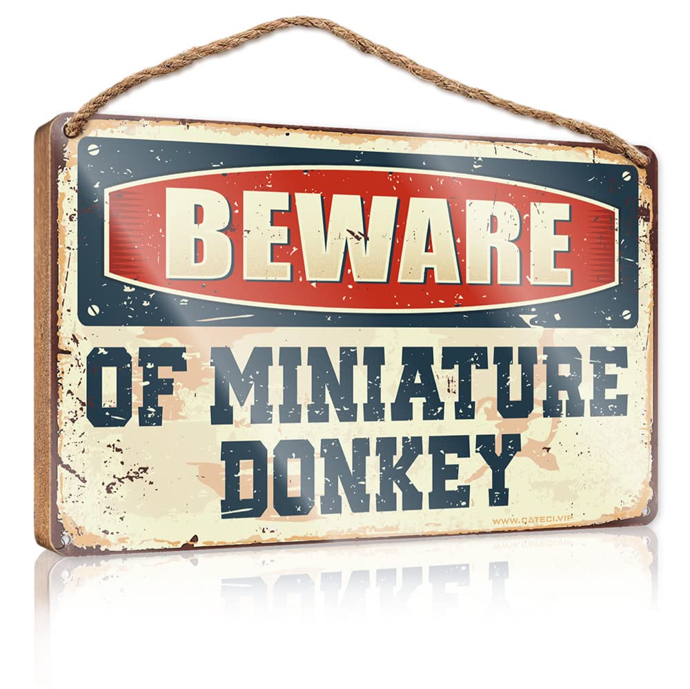 Hangding Wood Sign Beware Of Miniature Donkey Wooden Sign Fall Porch Sign Man Cave Furniture(23X35CM)