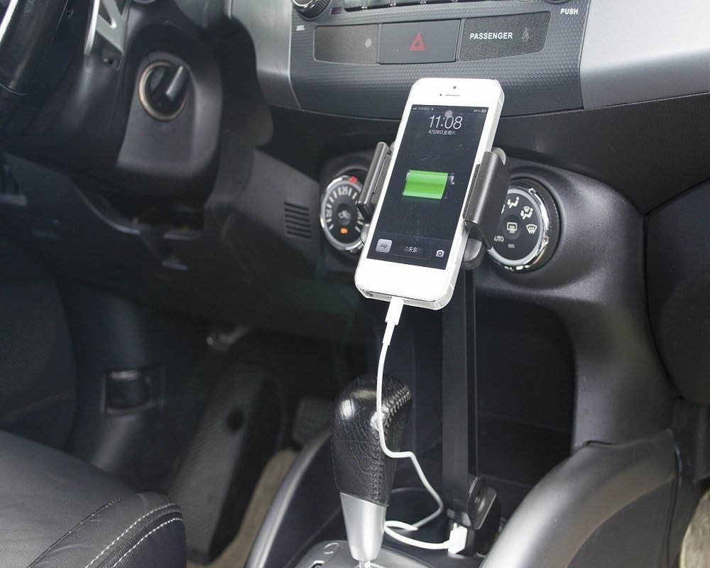 Long Arm Cell Phone Holder Universal Car Mount for Cars with Dual USB Cigarette Charging Port for Smartphone iPhone Android