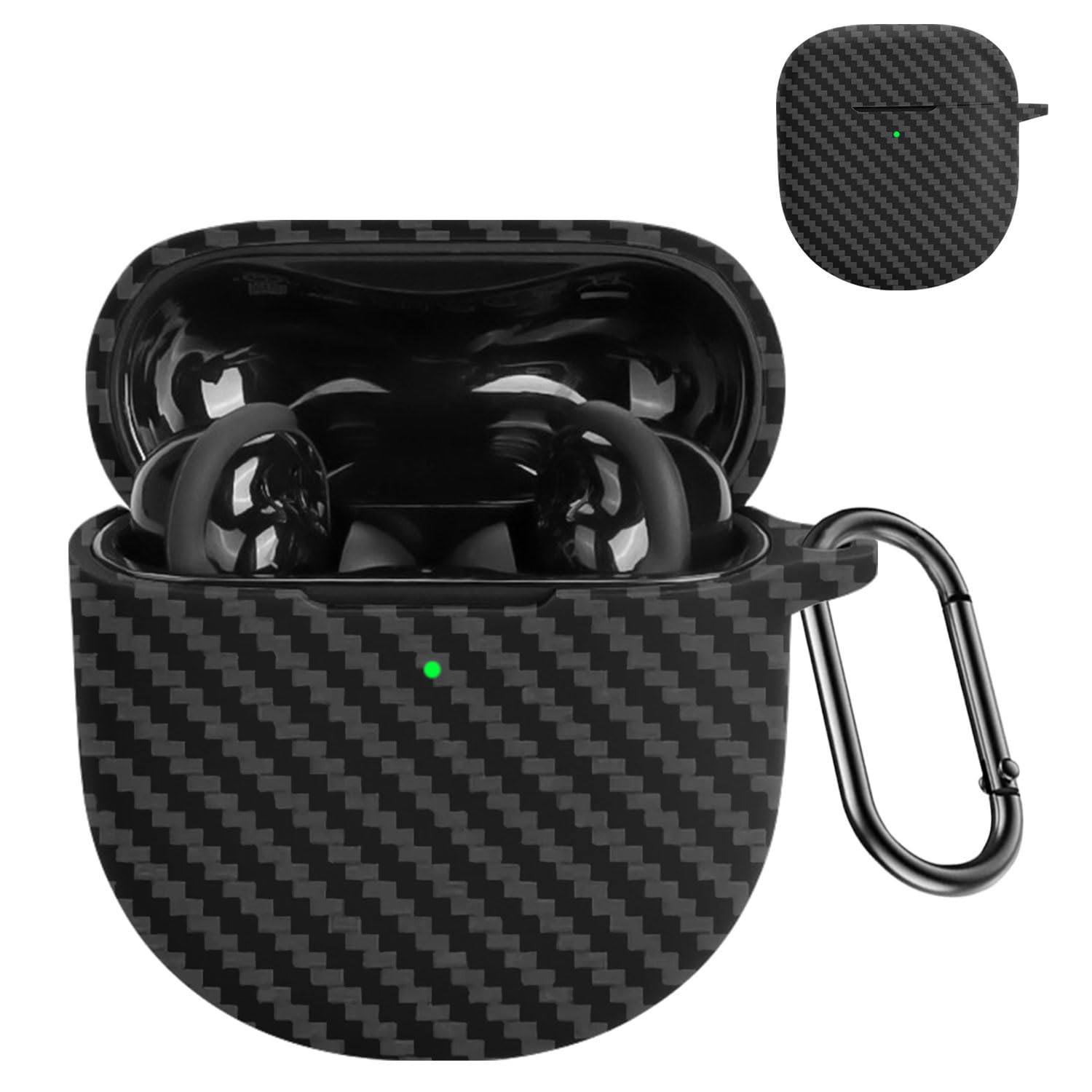 - Silicone Protective case for Bose QuietComfort Ultra 2nd Generation, Carbon Fiber Texture, Shockproof and Scratch-Resistant, Soft and Washable, with Carabiner (Black).