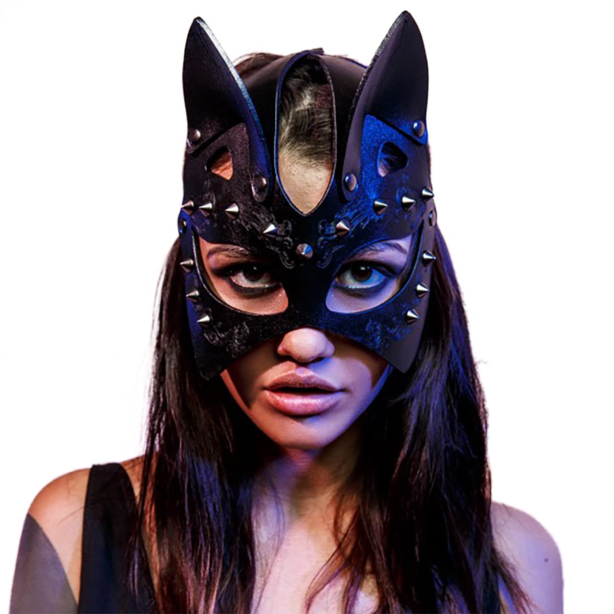 Mumbobyswim Women Cat Bunny Leather Masks Masquerade Mask for Cosplay Halloween Costume Accessory: Em-042