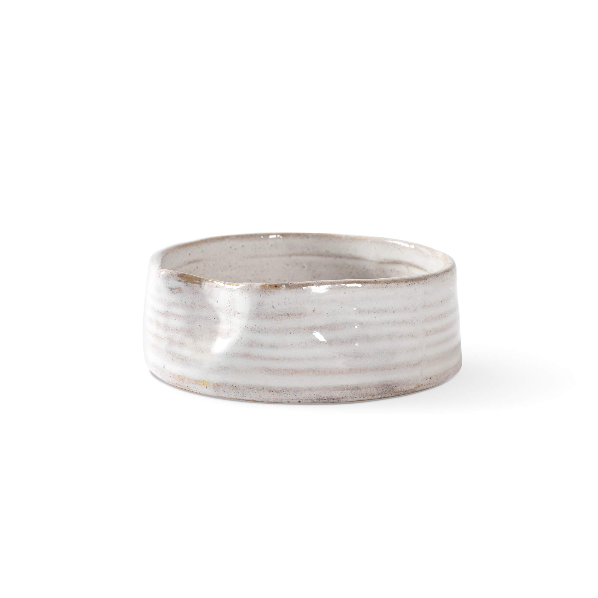 Fringe Studio Stoneware Pet Bowl, Small, Ribbed White (500006)