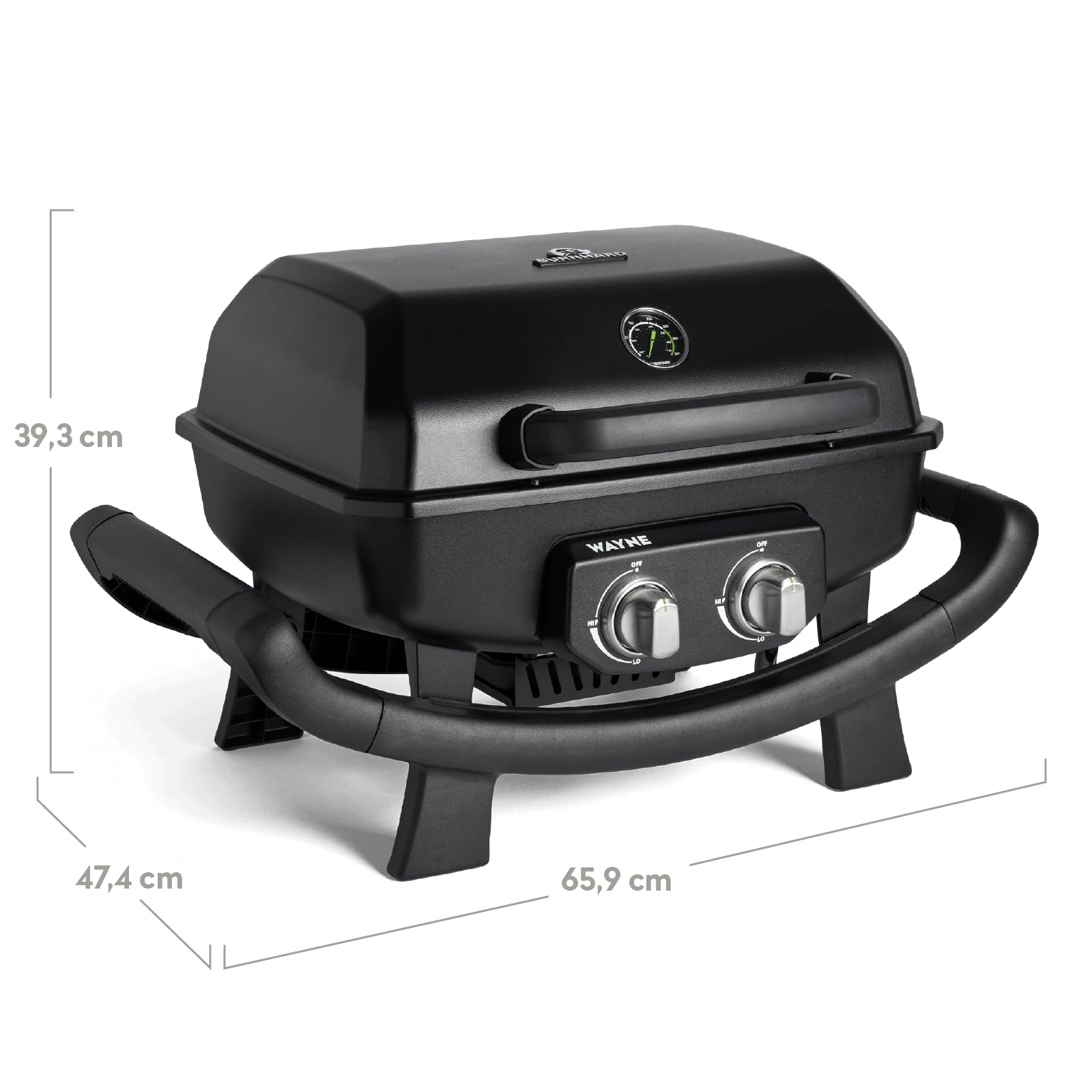 BURNHARD WAYNE 2-Brenner Gasgrill 4,4 kW mit Gusseisen Grillrost Ansicht 4
