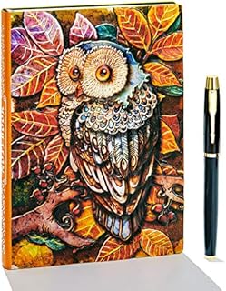 3D Owl Vintage Diary + Pen, A5 Notebook Lined, Personal Organiser Planner Journal Notebook, Birthday Gift for Men Women Adults Children
