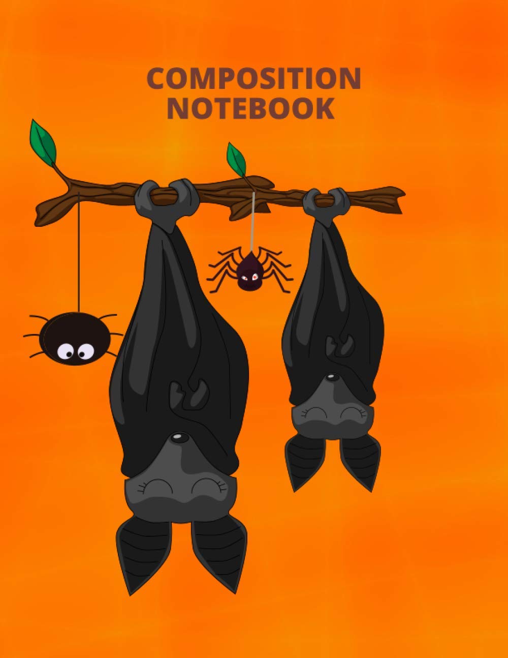 Composition Notebook Halloween Bat: Black Creepy Hanging Bats Pattern Halloween Notebook Composition Wide Ruled Lined Perfect For Writing