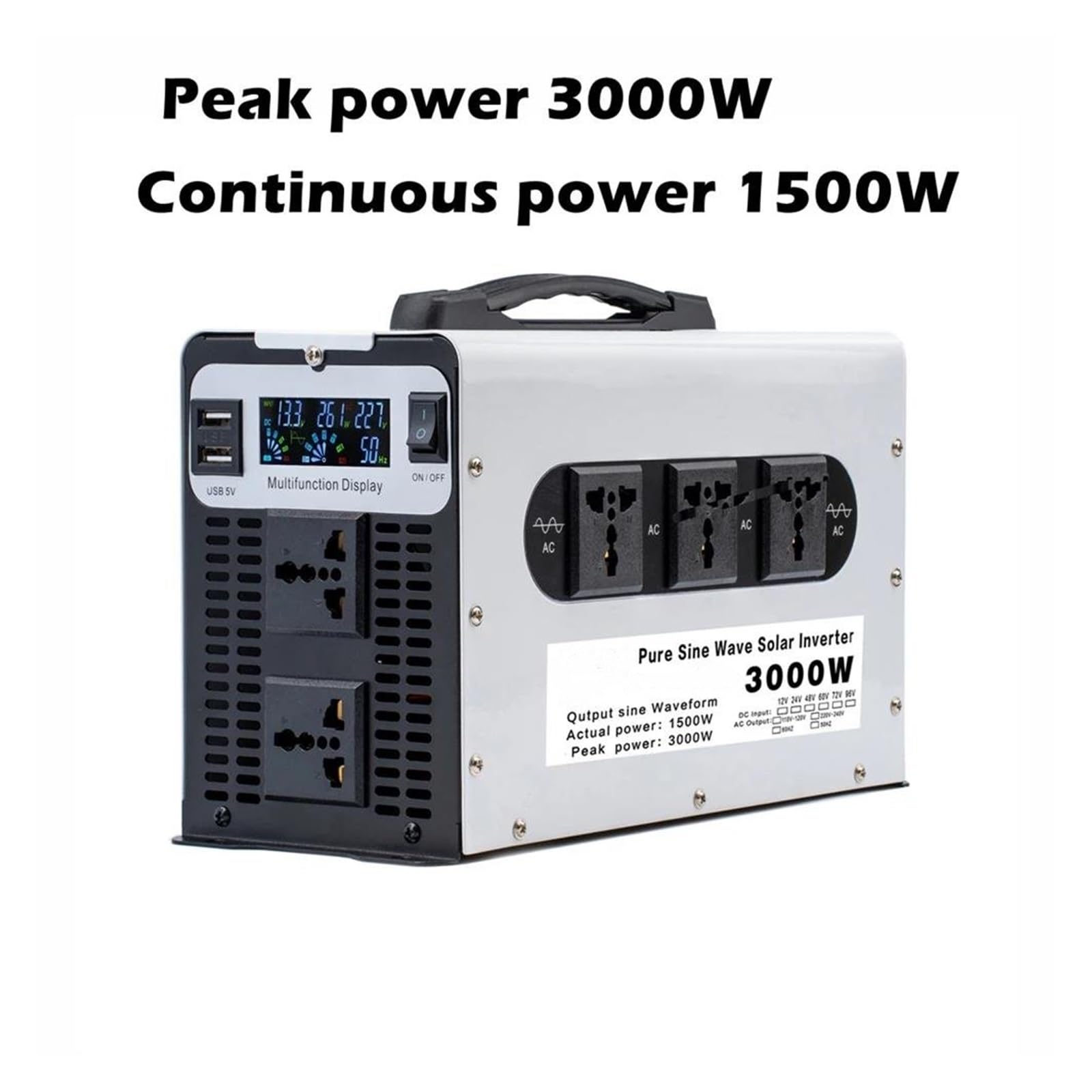 Convertitore Inverter Per Auto Con LED Inverter A Onda Sinusoidale Pura 3000w Potenza DC 12V 24V 48V 60V 72V A AC 110V 220V Tensione 50/60HZ Convertitore Solare(48V,110V(60HZ),Europe)