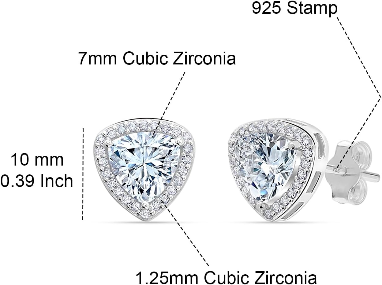 LeCalla 925 Sterling Silver Men's Stud Earrings | Lightweight Earrings for Men Jewelry | Classic Micro Pave Cubic-Zirconia Earrings | Fathers Day Birthday Gifts for Dad Father Son Husband or Brother