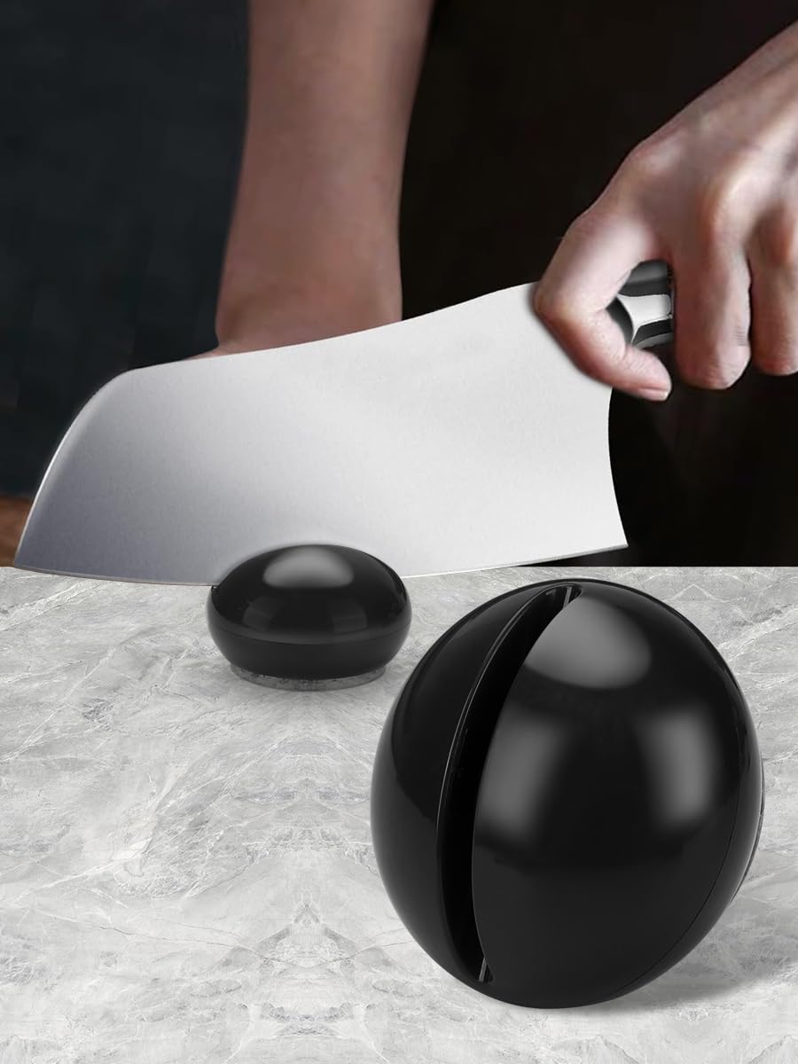 Knife Sharpener with Tungsten Steel Grooves with Cream Wind Ball Suction Cup for Kitchen Knife and Scissor Tools