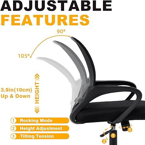 Miniatura 6 de Office Chair with Lumbar Support, Rocking Mode, Adjustable Height for Computer, Gaming, Conference, and Meeting, Ergonomic Office Desk Chair with