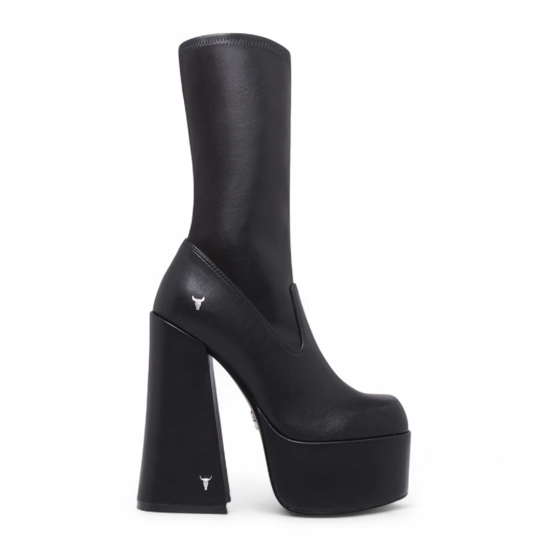 Windsorsmith damskie czarne skarpety do połowy łydki na platformie gotyckie buty na obcasie