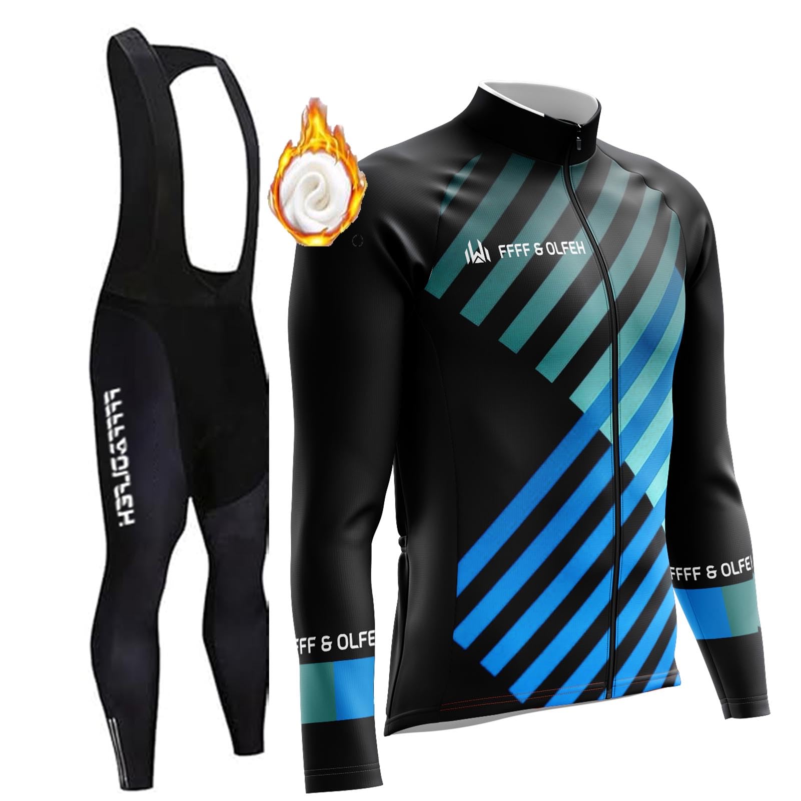 FFFF & OLFEH 2025 Nuevo Ropa Ciclismo Térmico Invierno para Hombre y Mujer - con 9D Acolchado De Gel, Conjunto Largo Ciclismo Maillot Ciclismo + Bib Pantalones Culote de Ciclista Largo