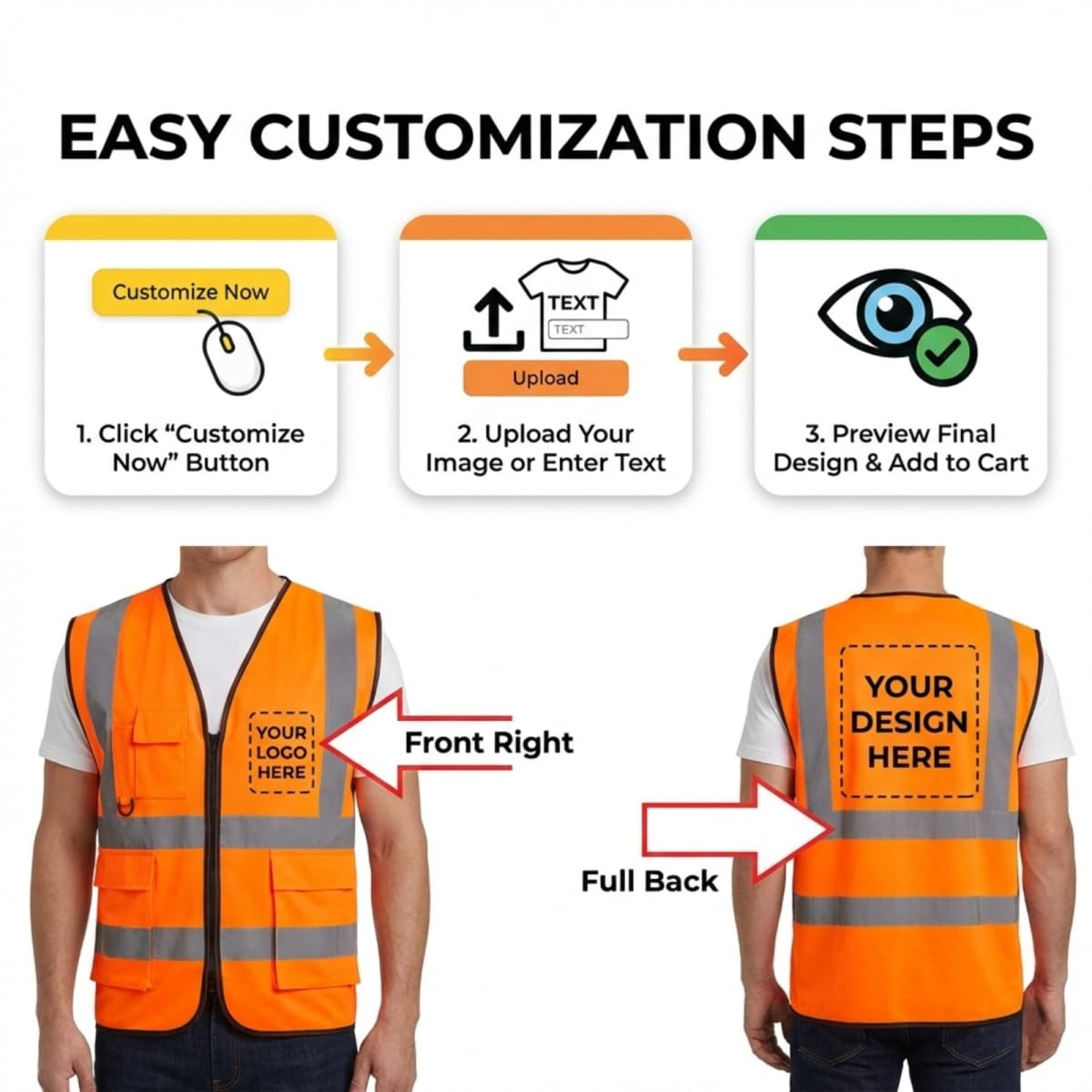 Chaleco de seguridad reflectante de alta visibilidad personalizado para construcción, tráfico y seguridad