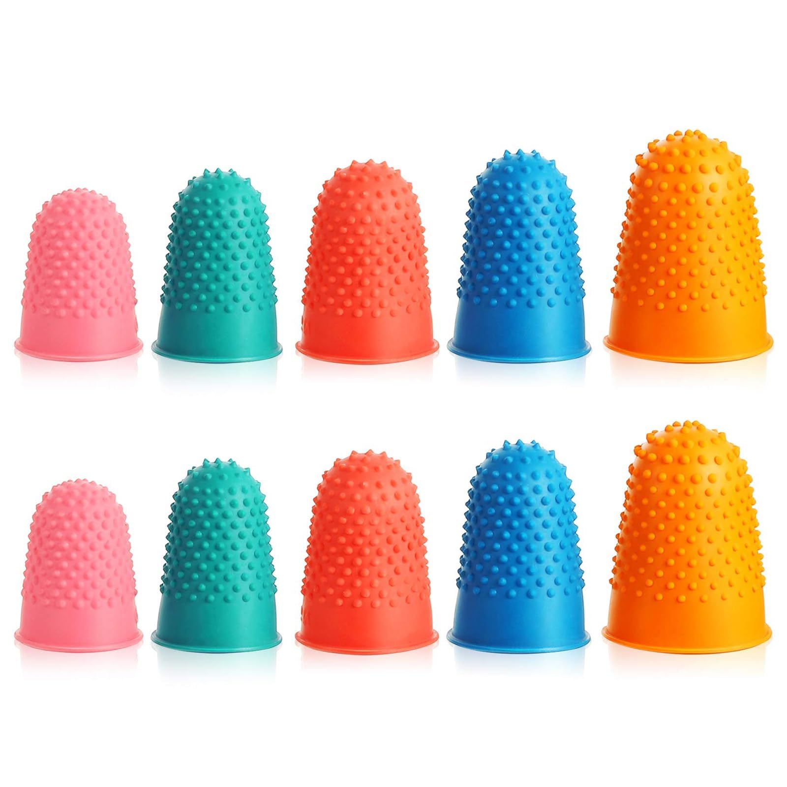 10 Pcs Thimble, 5 Sizes Rubber Thimbles, 5 Colors Rubber Thumb Protector, Rubber Finger Thimbles for Money Counting Writing Sorting Task to Protect Rubber Finger thimbles Tip