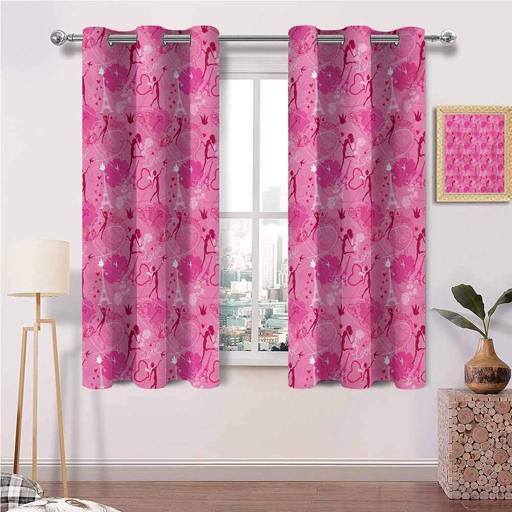 Room Darkening Thermal Insulated Curtain with Grommets Flying Elves Eros Love Town Center of Romance Magic City Valentines Day Concept Picture Art Print Set of 2 Panels (36 x 72 Inch)