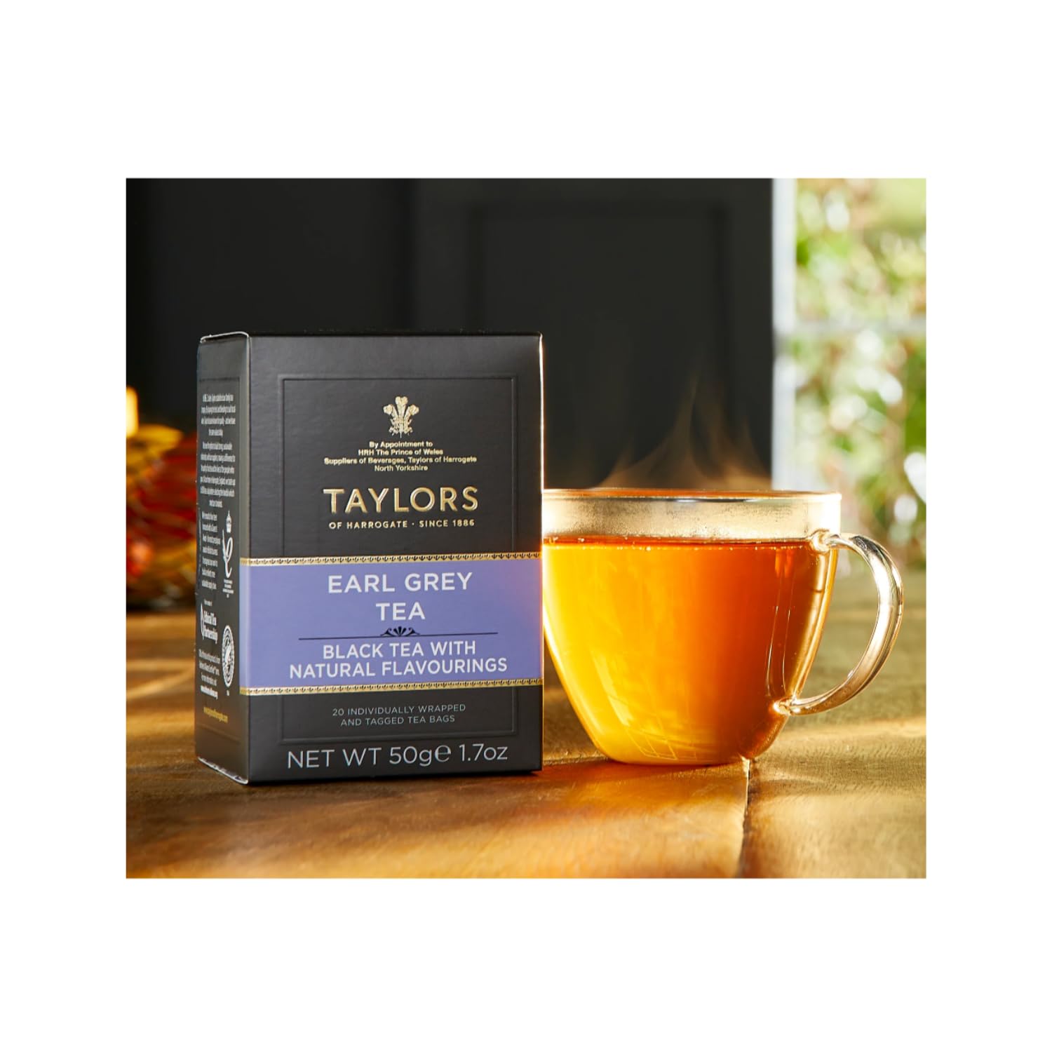 Taylors® | Bergamotka Czarna herbata Earl Grey Jasno pachnąca | Czarna herbata Earl Grey Bergamot - 6 x 20 filtrów do herbaty (300 gr) | Saszetki z czarną herbatą Earl Grey