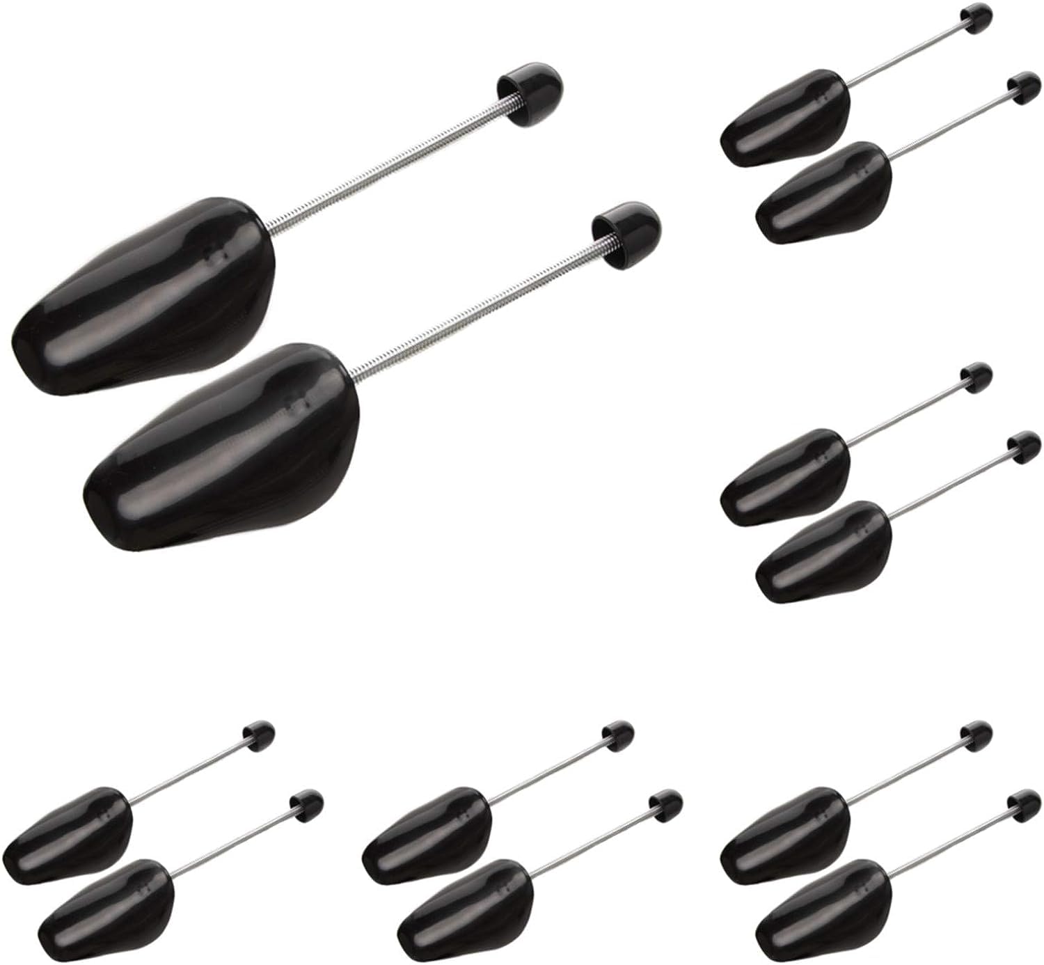 5 Pairs Plastic Shoe Tree Stretcher Shaper Black, Adjustable Length for Men Boot Holder Organizers Shoe Shape Support with Tension Spring Coil Adjustable length