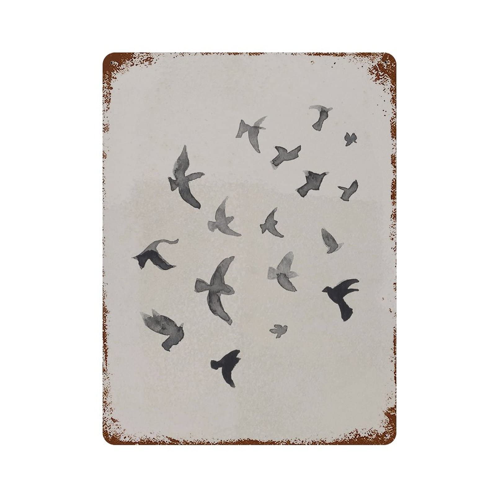 Kwqdozf As Pic Vintage Metal Tin Sign Flock Of Birds Wall Art For Home Kitchen, 8X12 Inch