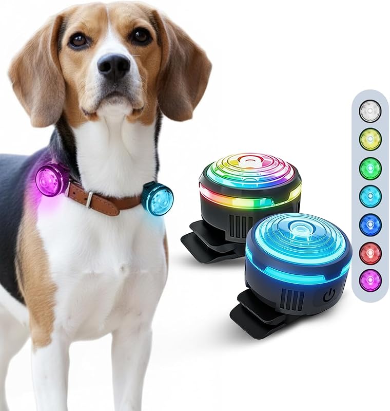 Luzes LED para Coleira de Gatos e Cães PAJ LIGHT Mini com Clipe e Tira de Silicone, Pacote com 2