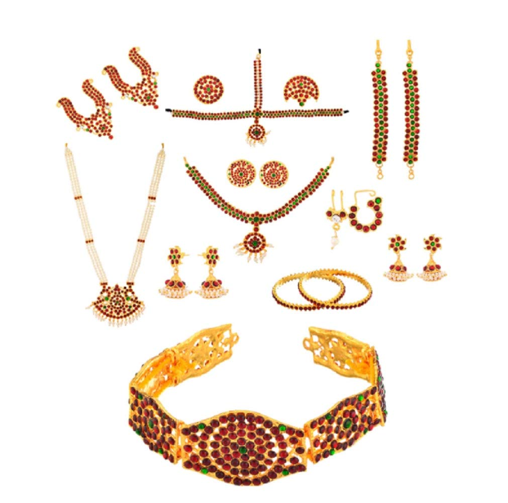 Kkalakriti Girls Copper and Pearl Bharatanatyam and Classical Dance Jewellery Set - 10pc Set (B08VJBYRHQ) Amazon Price History, Amazon Price Tracker