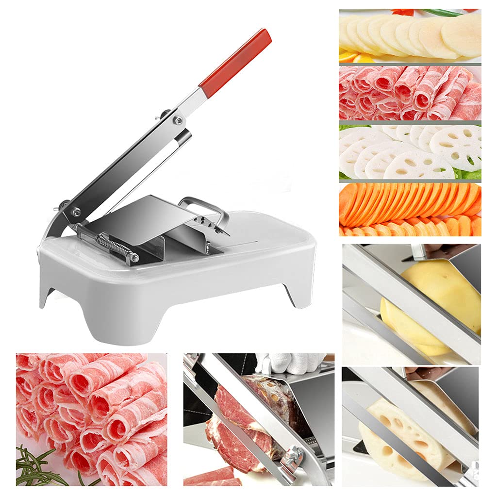 Rooyar Manual Meat Slicer, Stainless Steel, Adjustable 0.25-25mm Thickness, Easy to Clean, Labor-Saving, For Home Use