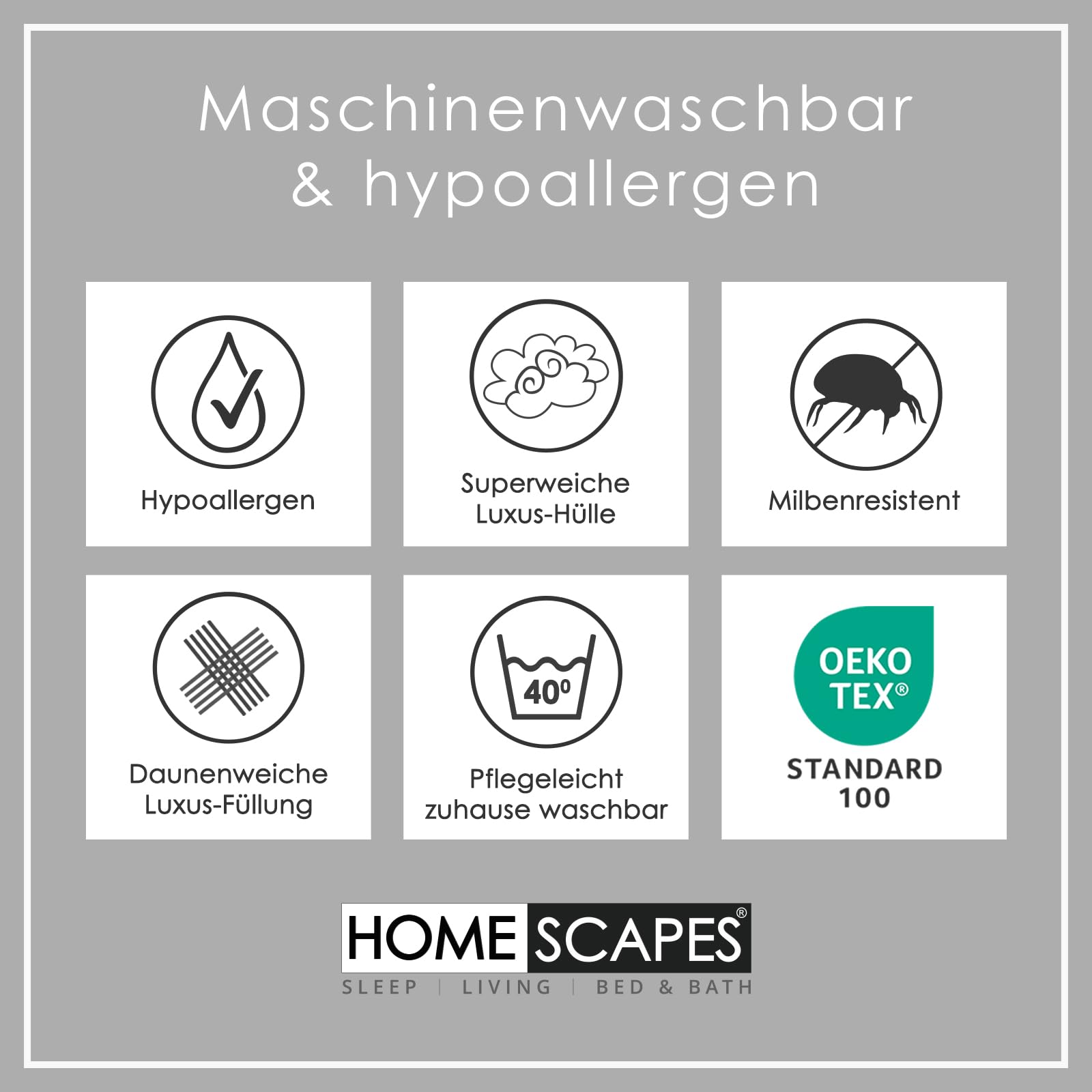 Homescapes Mittelwarme Bettdecke 230x220 cm, Ganzjahresdecke Wärmeklasse 3-4, Stepp-Bettdecke wie Daunen aus Super-Mikrofaser, Übergangs-Bettdecke mit 450 GSM Füllung