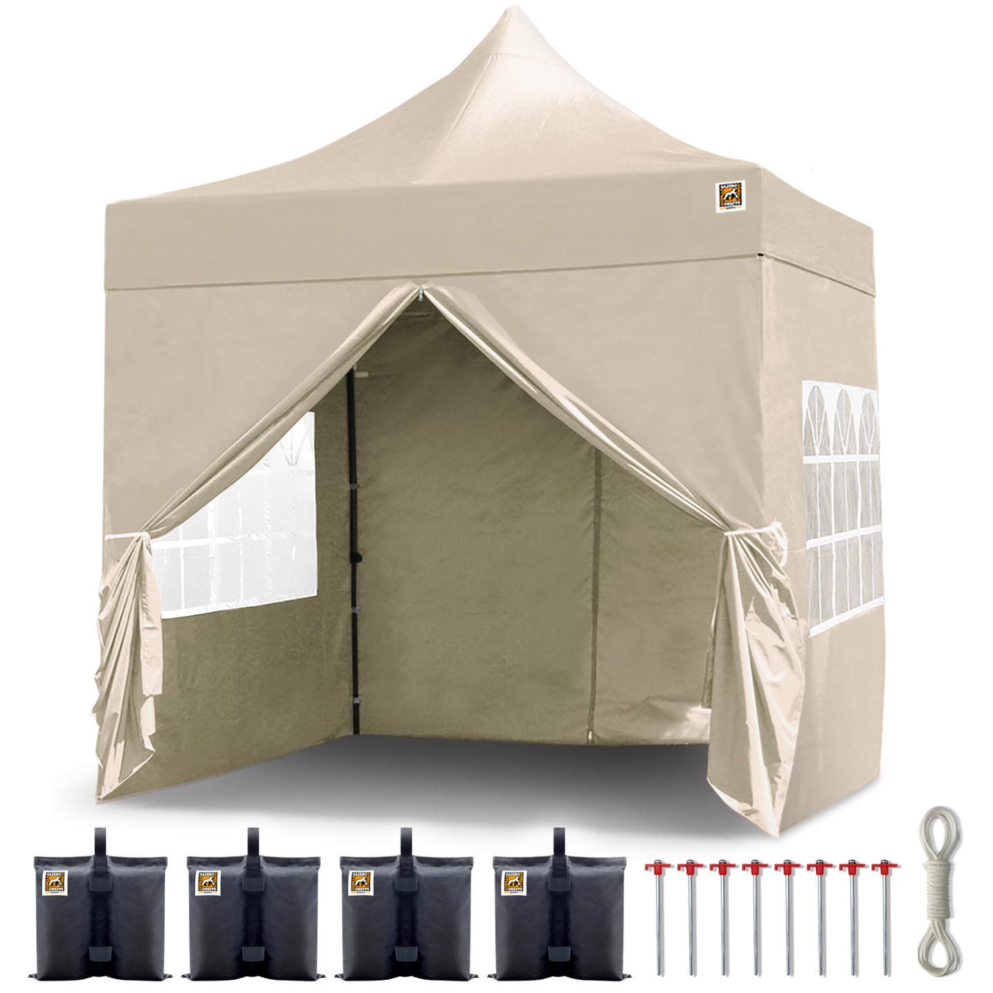 Gorilla Gazebo ® Pop Up 2.5x2.5m Heavy Duty Waterproof Commercial Grade Market Stall 4 Side Panels and Wheeled Carrybag (Cream) — image 1